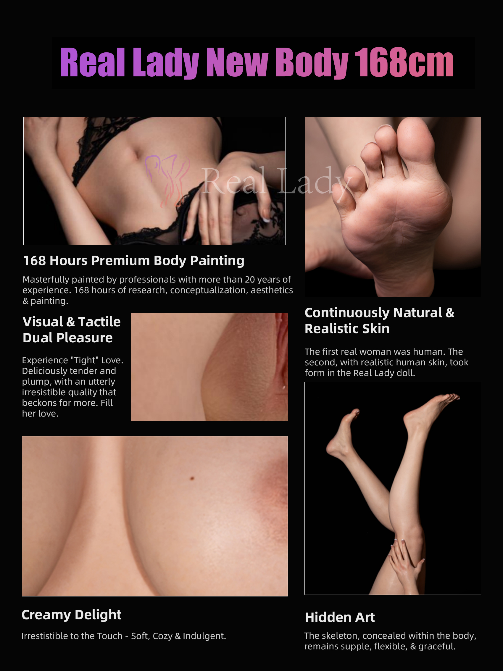 A photo showcasing the realistic texture details of a silicone doll's skin.
